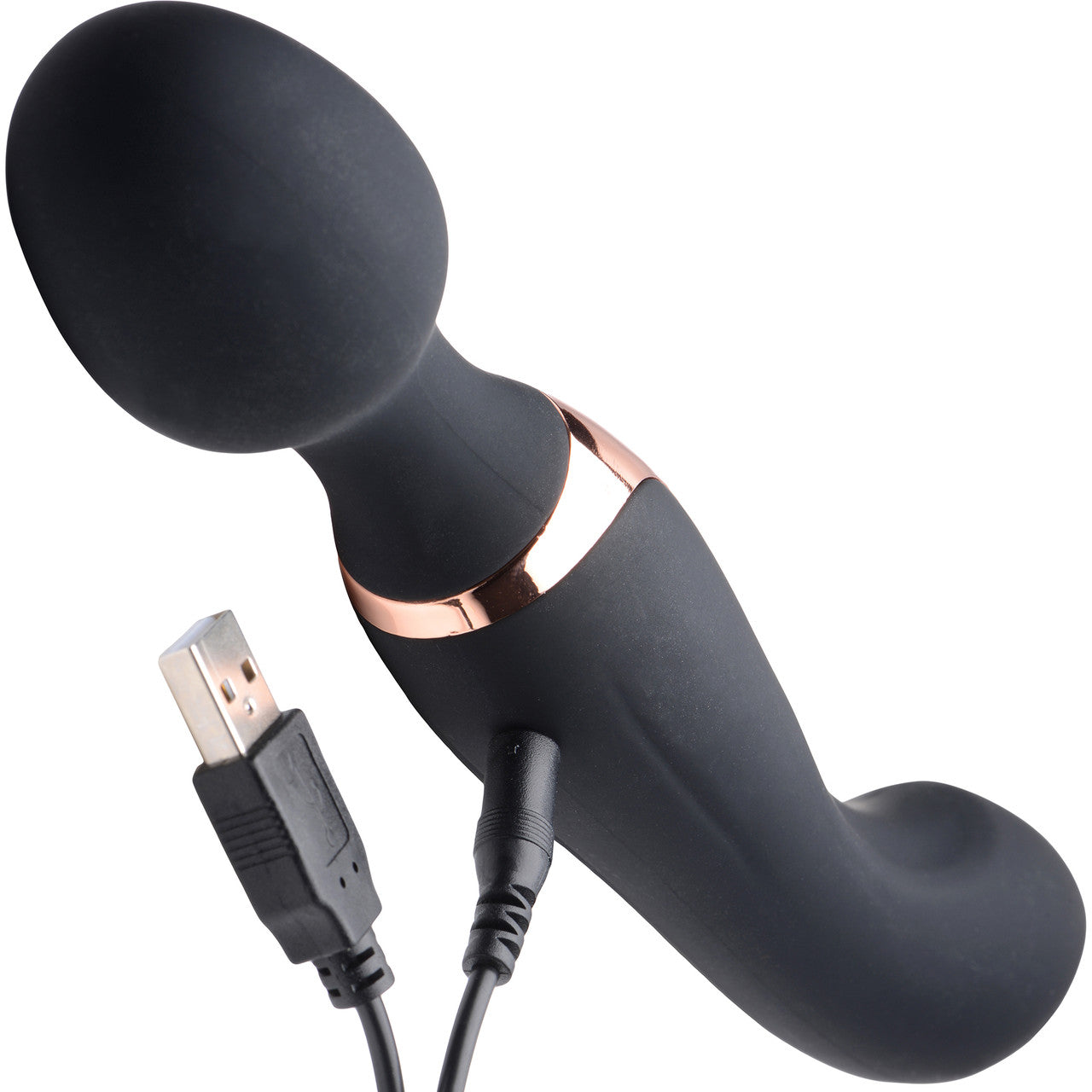 Dual Duchess Silicone Vibrating Double Sided Wand Massager By Wand Essentials - Black