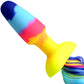 Tailz Rainbow Silicone Anal Plug With Unicorn Faux Fur Tail