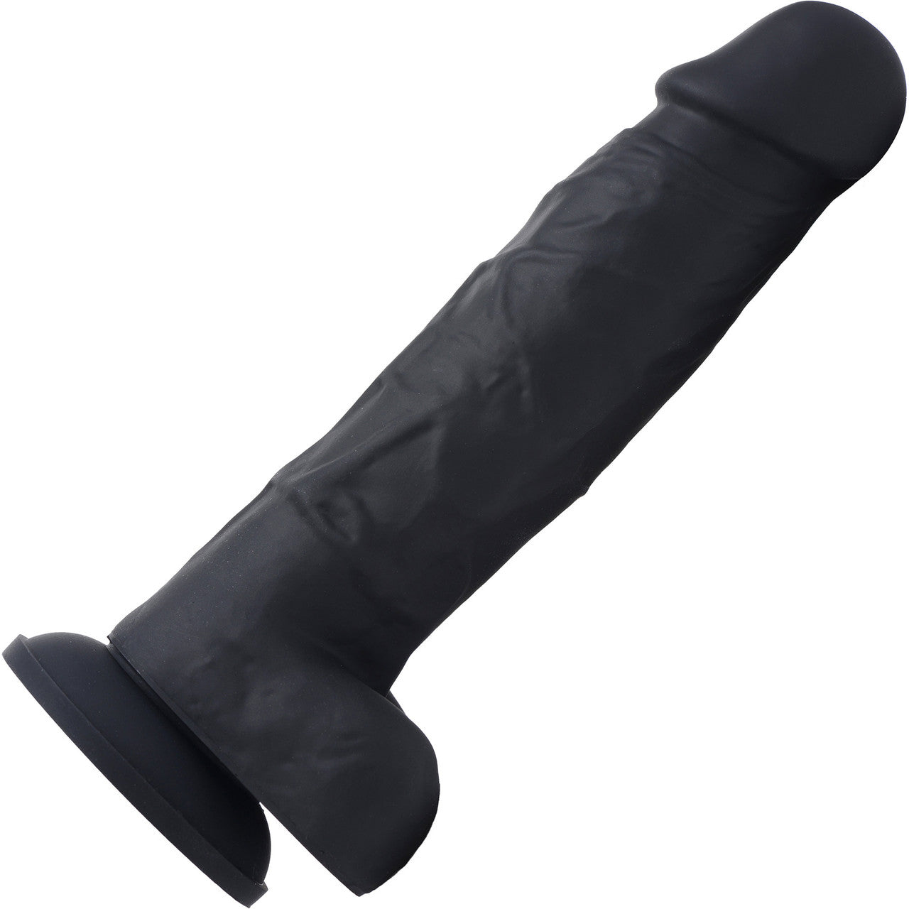 Strap U Power Pecker 7" Silicone Suction Cup Dildo With Balls - Black