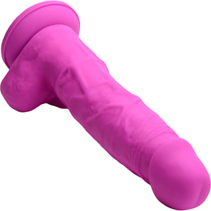 Strap U Power Pecker 7" Silicone Suction Cup Dildo With Balls - Pink