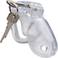 Master Series Clear Captor Chastity Cage With Keys - Large, Clear