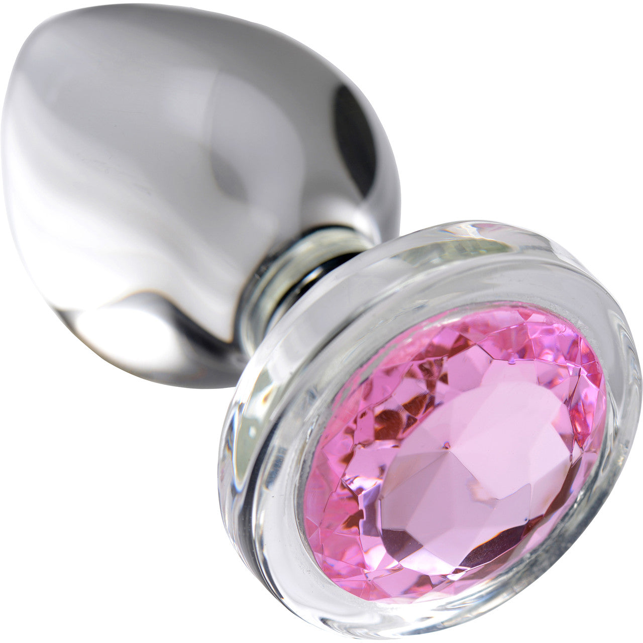 Booty Sparks Pink Gem Glass Anal Plug - Large