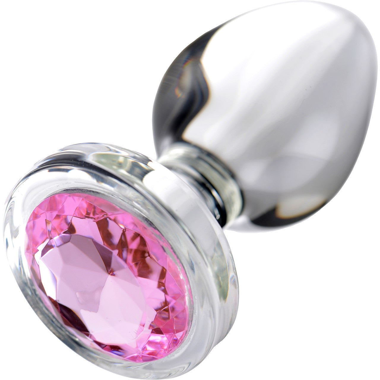 Booty Sparks Pink Gem Glass Anal Plug - Large