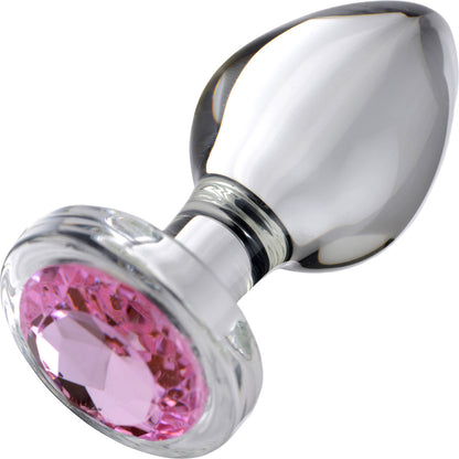 Booty Sparks Pink Gem Glass Anal Plug - Large