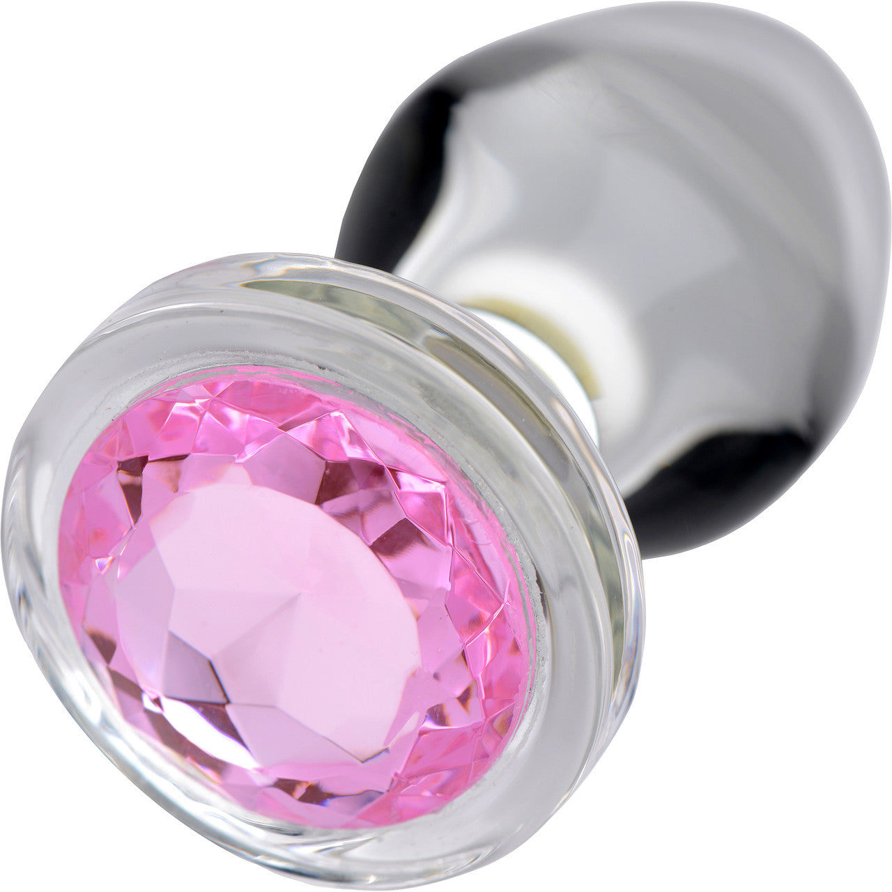 Booty Sparks Pink Gem Glass Anal Plug - Large