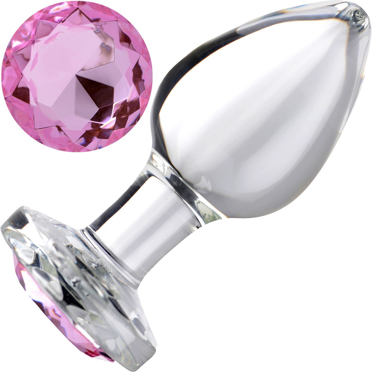 Booty Sparks Pink Gem Glass Anal Plug - Large