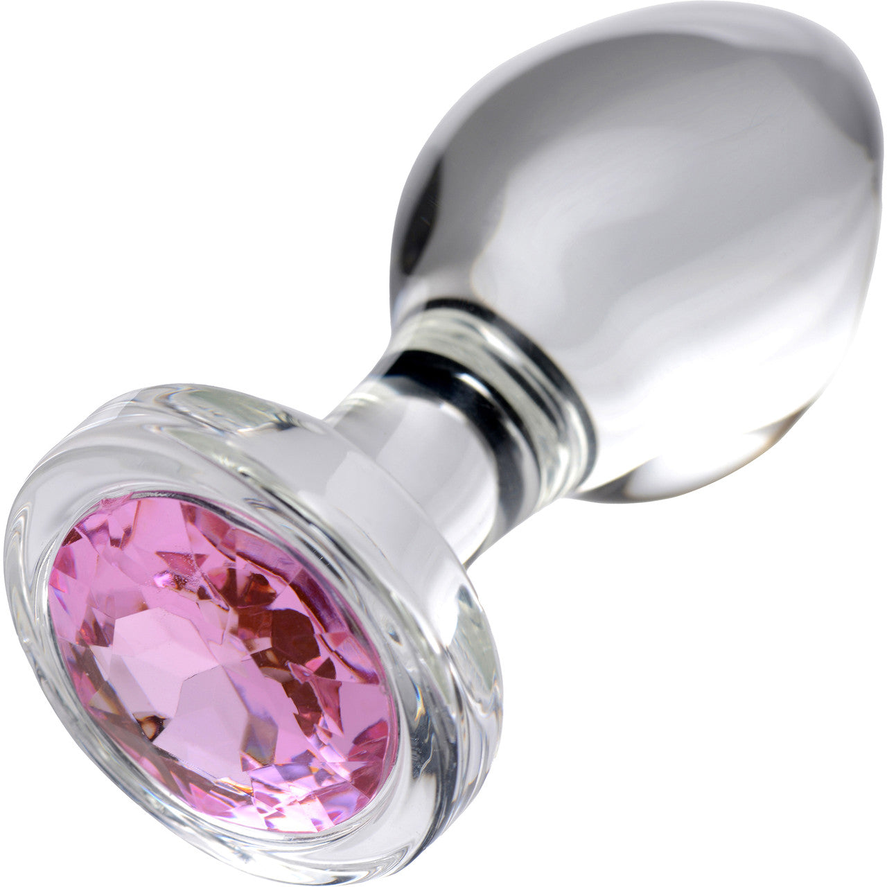 Booty Sparks Pink Gem Glass Anal Plug - Medium