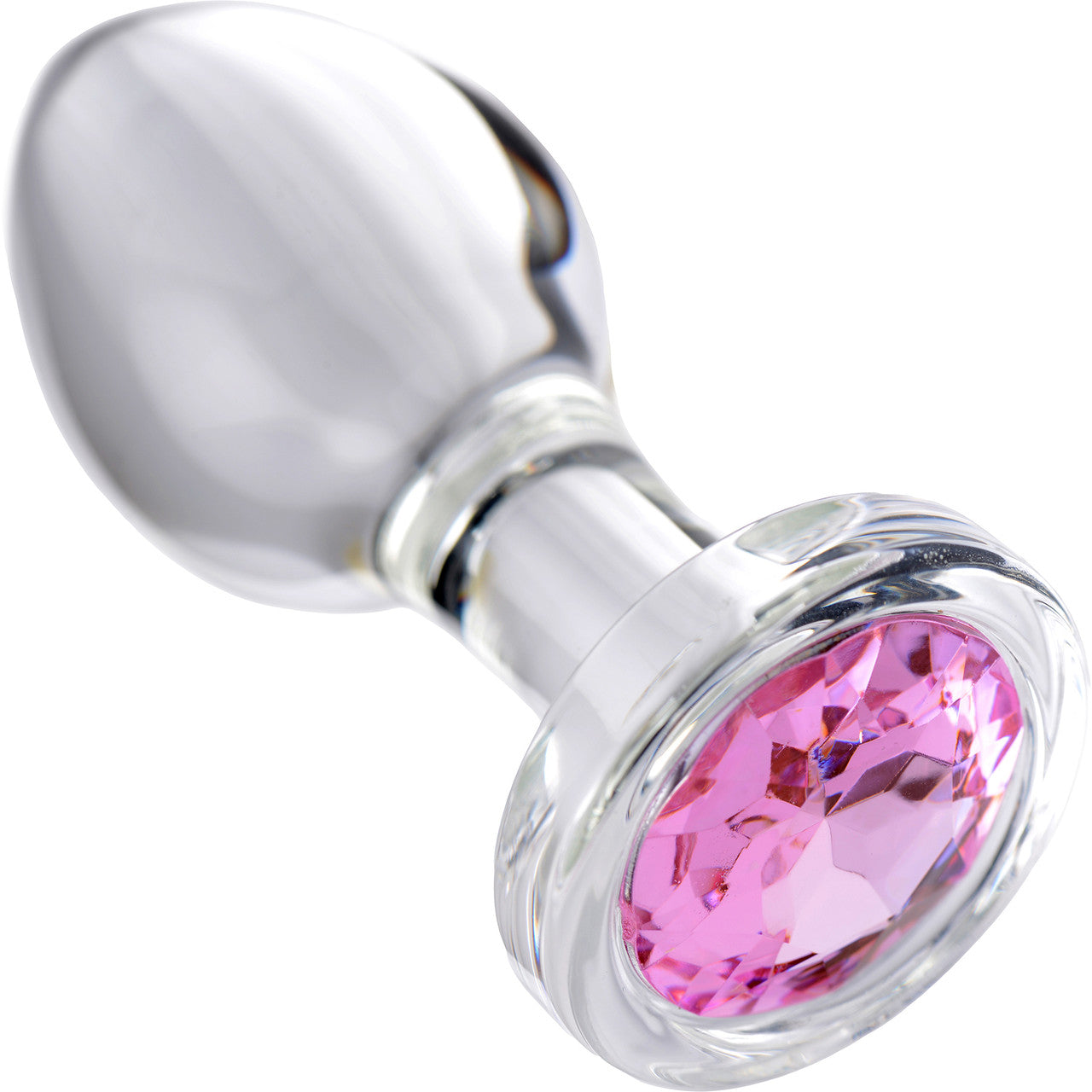 Booty Sparks Pink Gem Glass Anal Plug - Medium