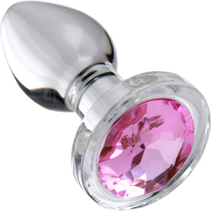 Booty Sparks Pink Gem Glass Anal Plug - Small