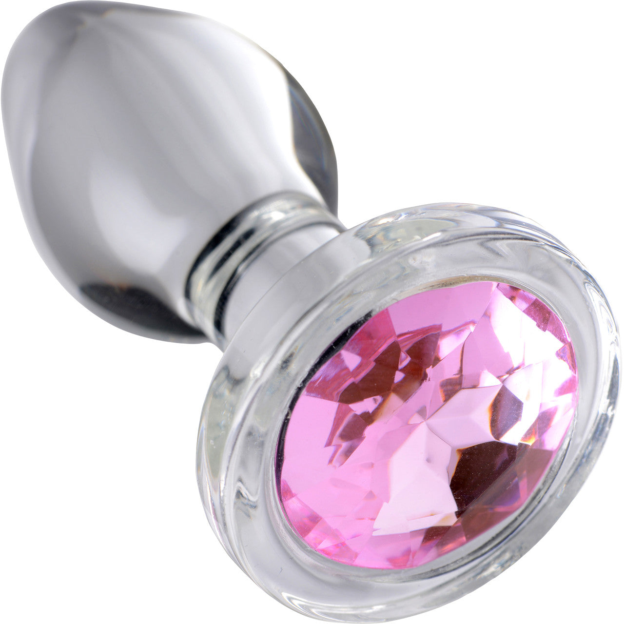 Booty Sparks Pink Gem Glass Anal Plug - Small