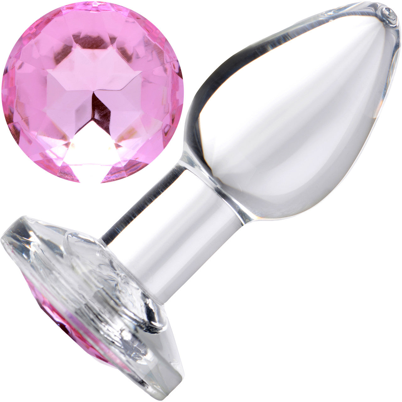 Booty Sparks Pink Gem Glass Anal Plug - Small