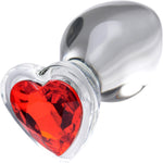 Booty Sparks Heart Gem Glass Anal Plug - Large