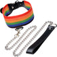 Master Series Kinky Pride Rainbow Bondage Set - Wrist/Ankle Cuffs & Collar With Leash