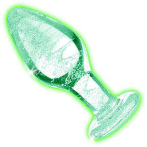 Booty Sparks Glow-In-The-Dark Glass Anal Plug - Medium