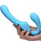 10x Mighty Rider Vibrating Silicone Strapless Strap-On With Remote Control By Strap U - Blue