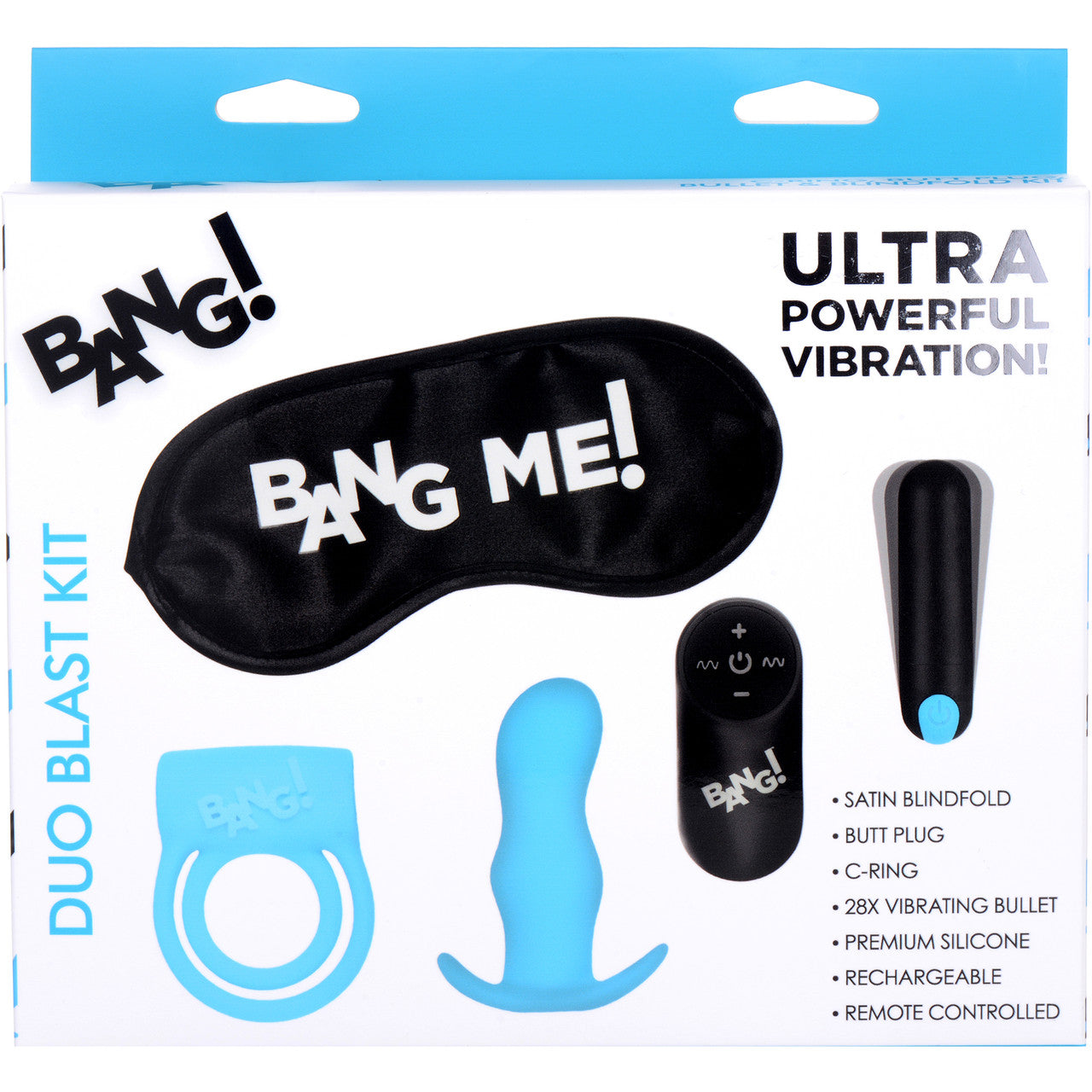 BANG! Duo Blast Cock Ring & Butt Plug Kit With Bullet Vibrator & Blindfold