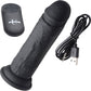 Strap U Power Player 28X Vibrating Rechargeable 6.5" Silicone Dildo With Remote - Black