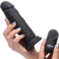 Strap U Power Player 28X Vibrating Rechargeable 6.5" Silicone Dildo With Remote - Black