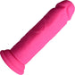 Strap U Power Player 28X Vibrating Rechargeable 6.5" Silicone Dildo With Remote - Pink