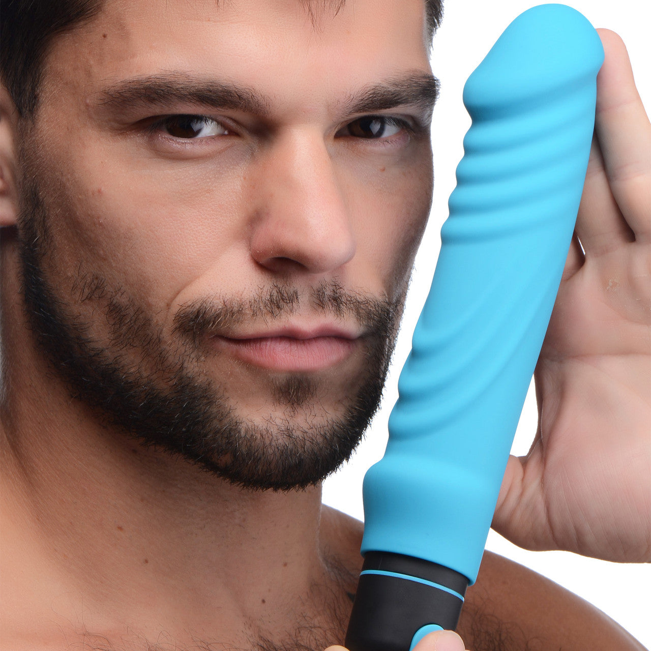 BANG! XL Bullet & Silicone Ribbed Sleeve Rechargeable Waterproof Vibrator - Blue