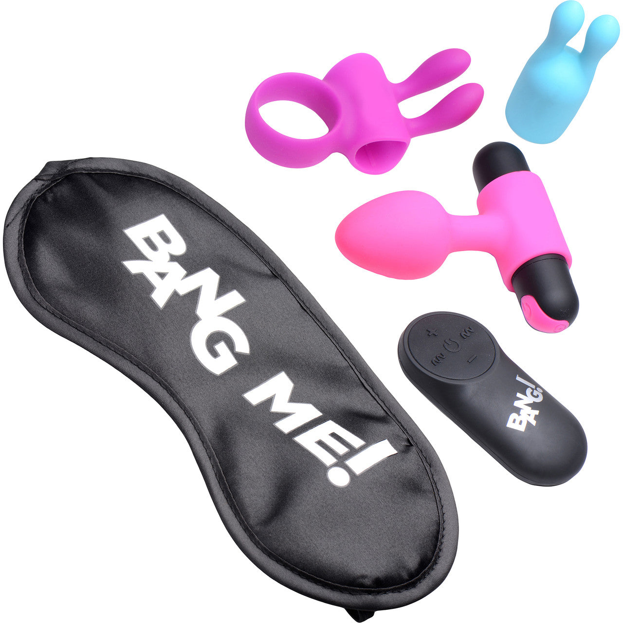 BANG! Birthday Sex Kit With Remote Control Bullet Vibrator, 3 Silicone Attachments & Blindfold