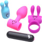 BANG! Birthday Sex Kit With Remote Control Bullet Vibrator, 3 Silicone Attachments & Blindfold