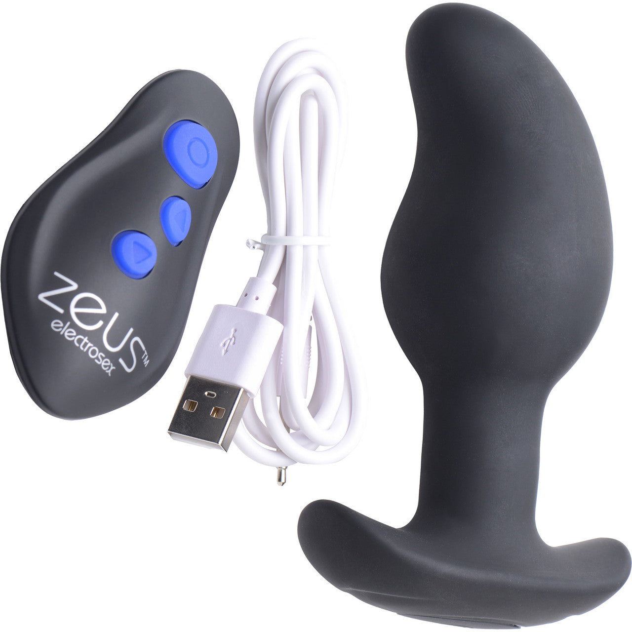 Zeus Electrosex 8X Volt Drop E-Stim Silicone Vibrating Prostate Massager With Remote - Black