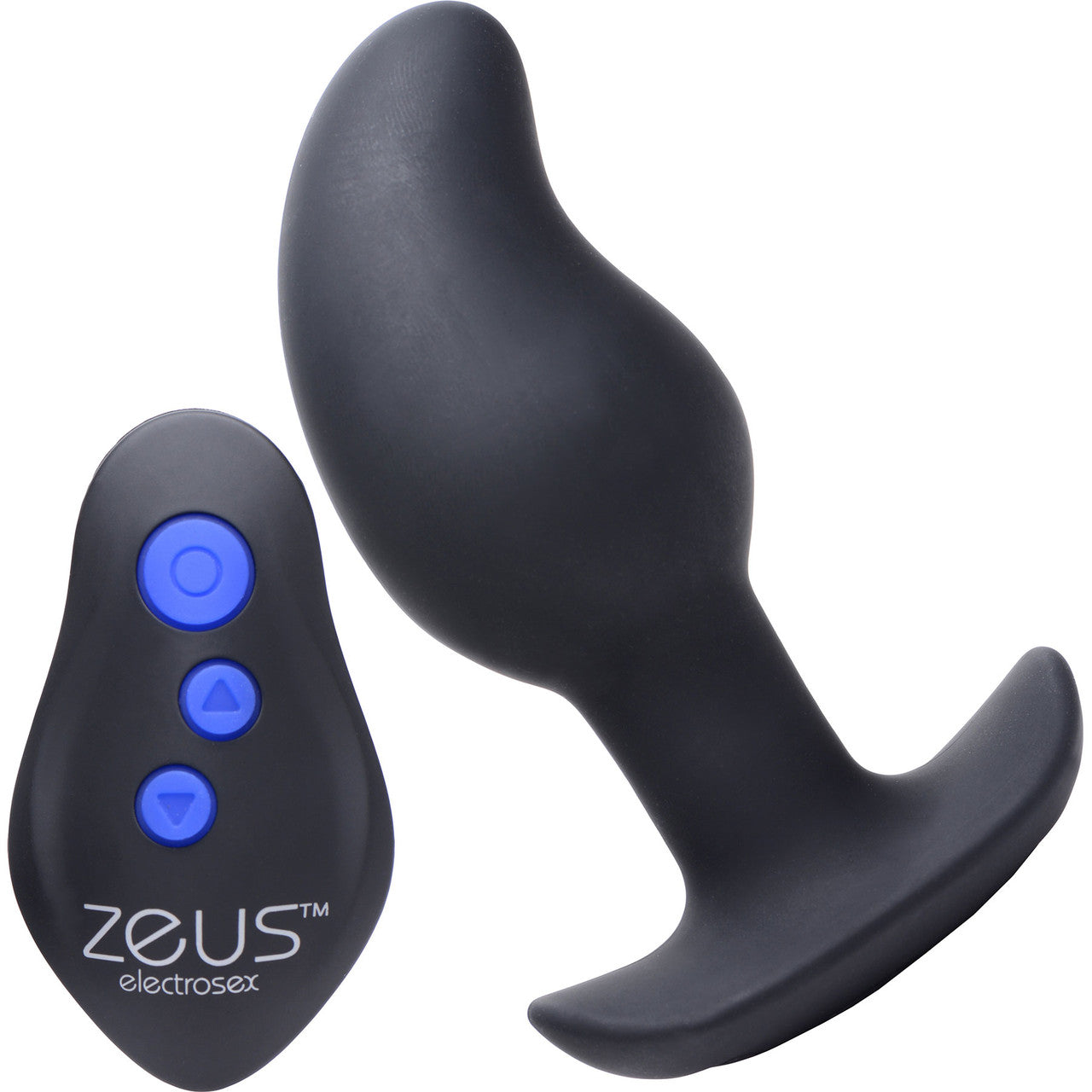 Zeus Electrosex 8X Volt Drop E-Stim Silicone Vibrating Prostate Massager With Remote - Black