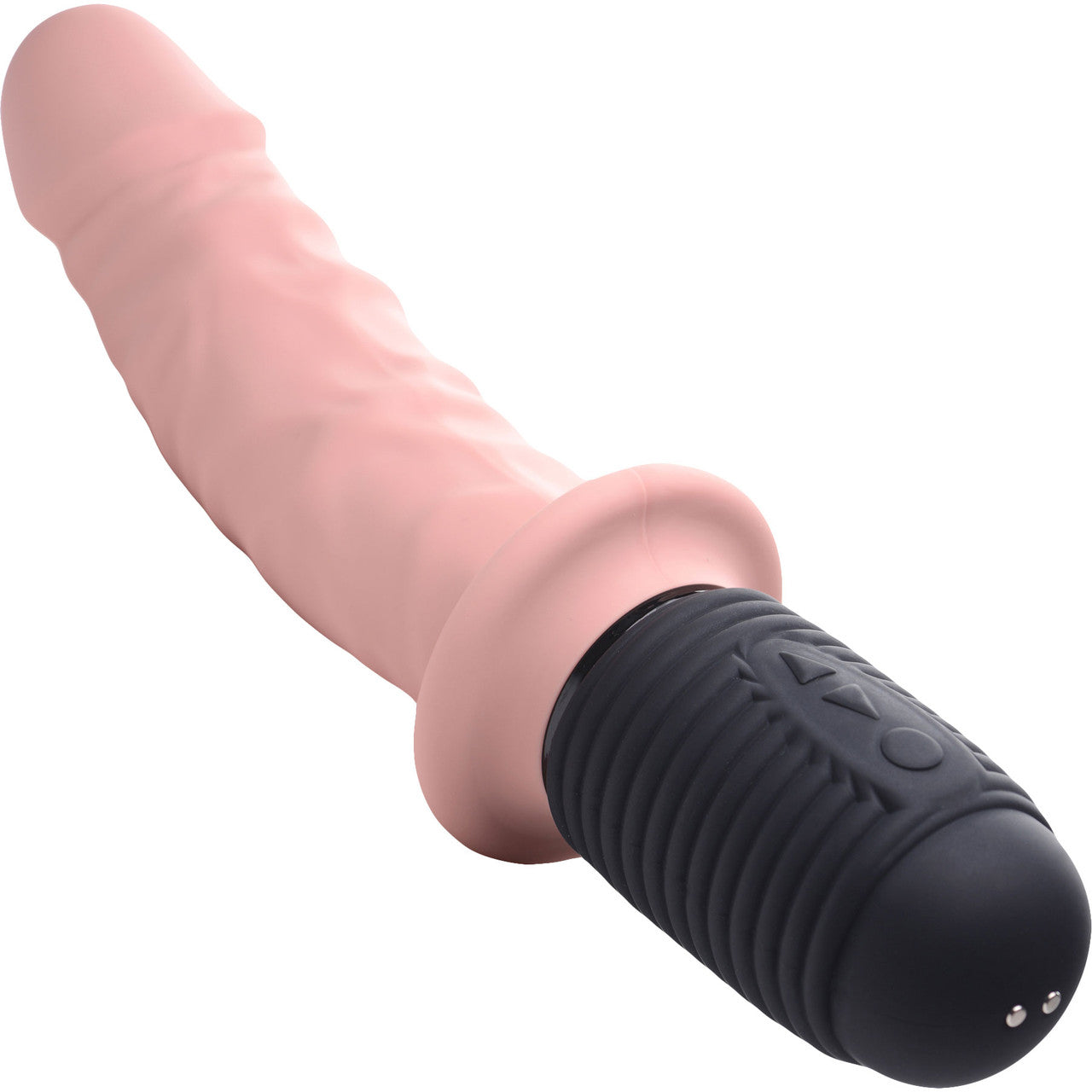 Master Series Power Pounder Vibrating & Thrusting Rechargeable Silicone Dildo With Handle