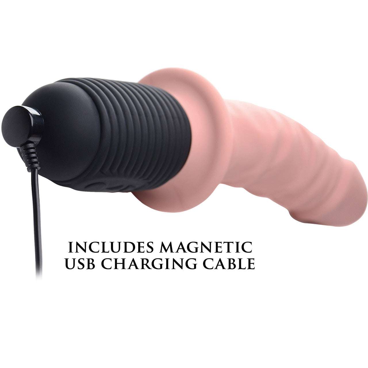 Master Series Power Pounder Vibrating & Thrusting Rechargeable Silicone Dildo With Handle