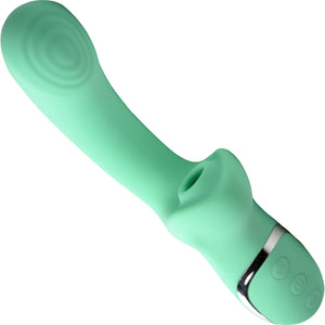 Shegasm 10X Minty Silicone Pressure Wave Clitoral Stimulator With G-Spot Vibrator - Teal