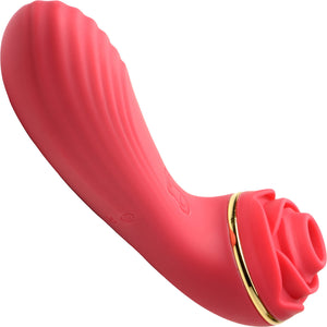 Bloomgasm Passion Petals 10X Air-Stim Silicone Rose Clitoral Stimulator With Insertable Vibrator - Red