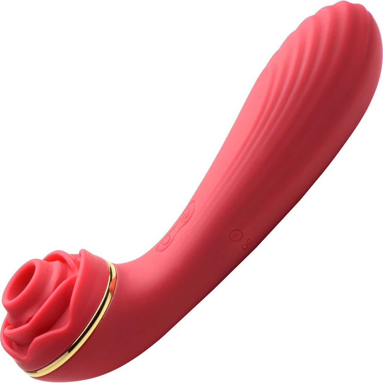 Bloomgasm Passion Petals 10X Air-Stim Silicone Rose Clitoral Stimulator With Insertable Vibrator - Red