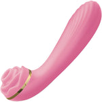 Bloomgasm Passion Petals 10X Air-Stim Silicone Rose Clitoral Stimulator With Insertable Vibrator - Pink