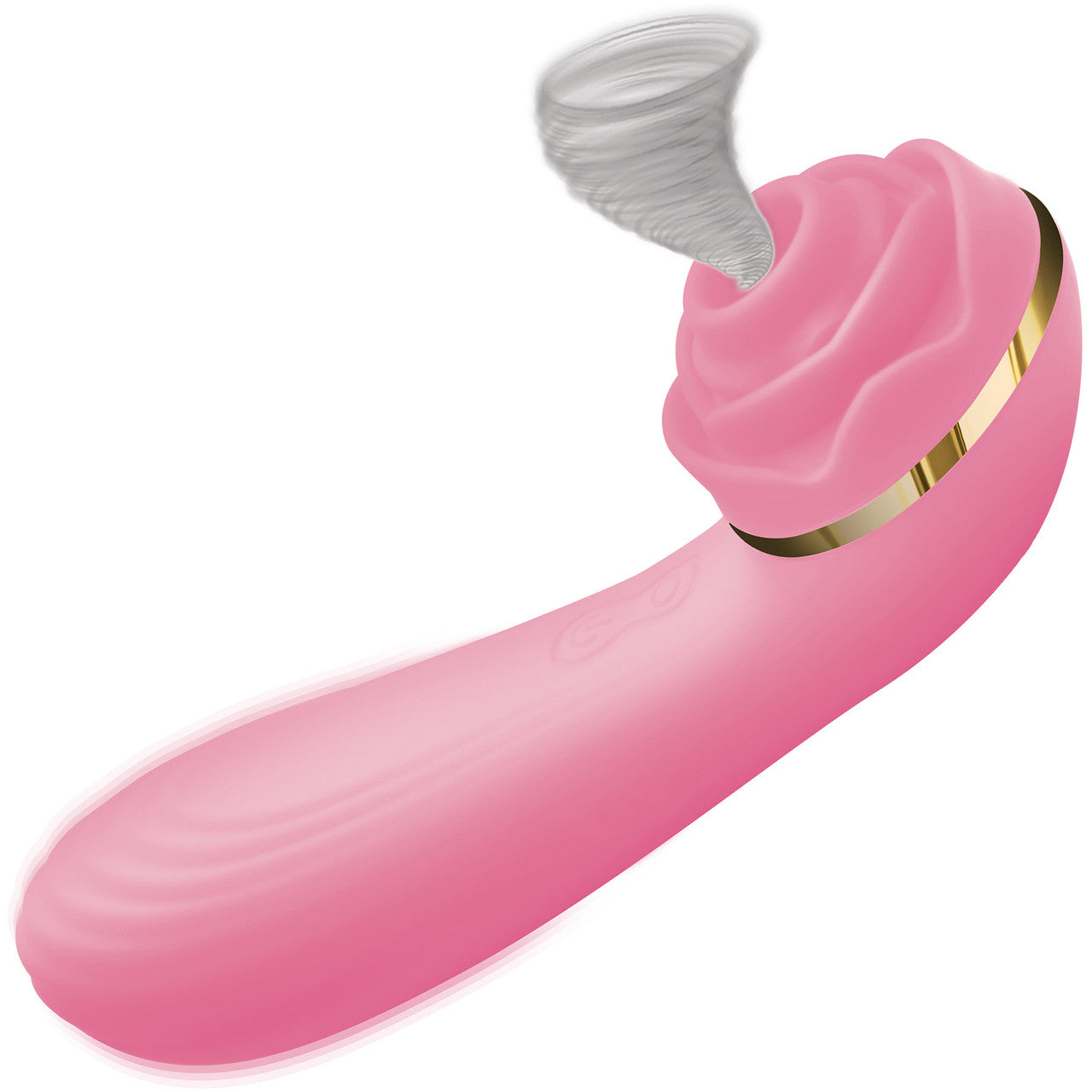 Bloomgasm Passion Petals 10X Air-Stim Silicone Rose Clitoral Stimulator With Insertable Vibrator - Pink