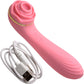 Bloomgasm Passion Petals 10X Air-Stim Silicone Rose Clitoral Stimulator With Insertable Vibrator - Pink