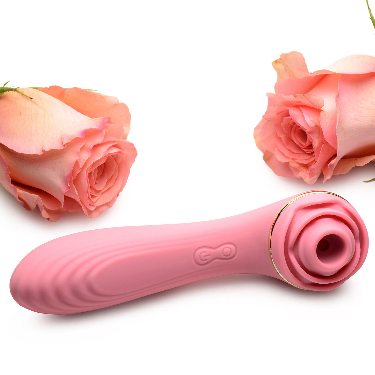 Bloomgasm Passion Petals 10X Air-Stim Silicone Rose Clitoral Stimulator With Insertable Vibrator - Pink