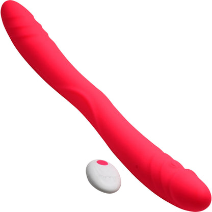 Inmi 7X Double Down Rechargeable Silicone Double Vibrating Dildo With Remote - Pink