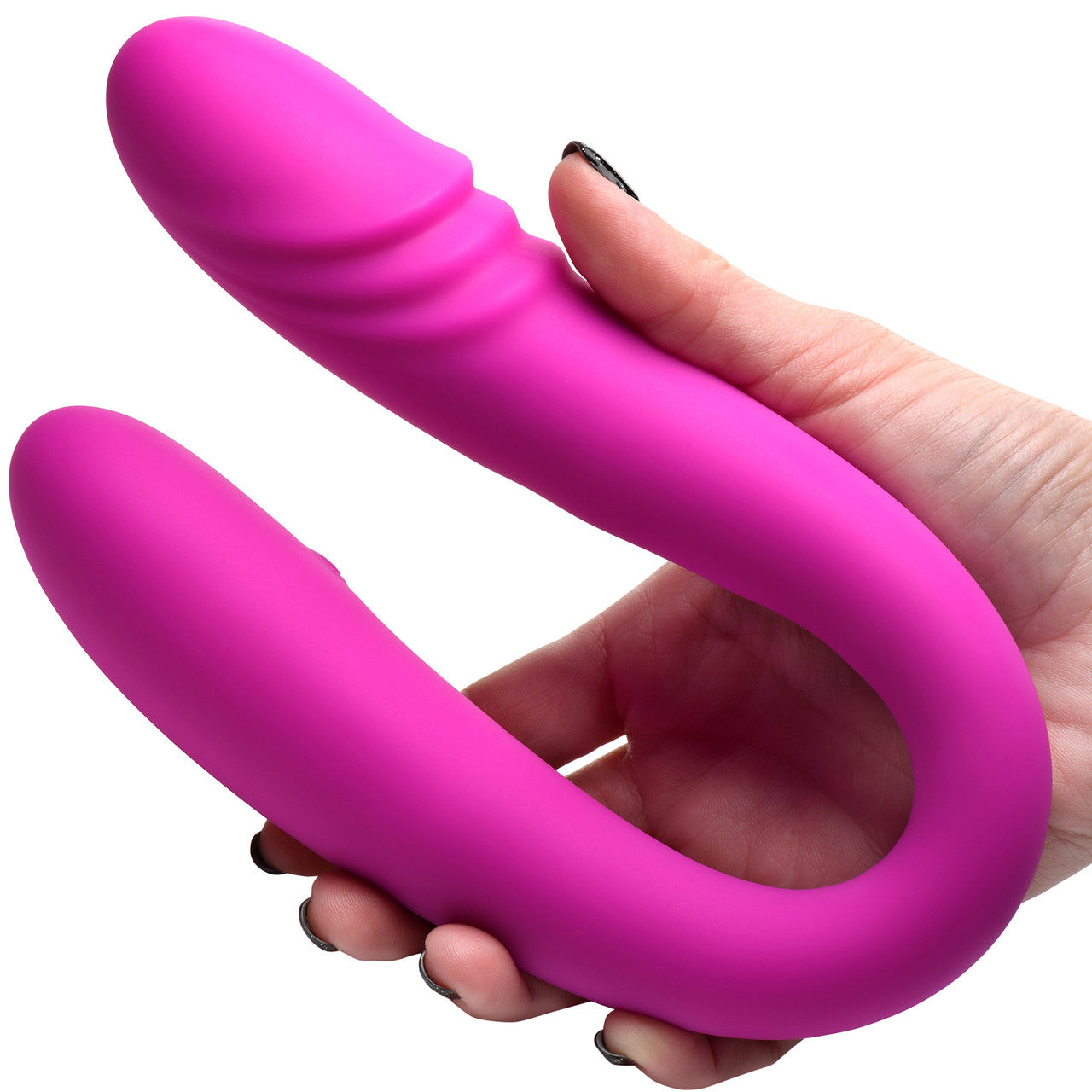 Inmi 7X Double Team Rechargeable Silicone Double Vibrating Dildo With Remote - Purple