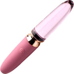 Prisms Vibra-Glass 10X Rosè Rechargeable Silicone & Glass Dual Ended Vibrator - Pink