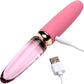 Prisms Vibra-Glass 10X Rosè Rechargeable Silicone & Glass Dual Ended Vibrator - Pink