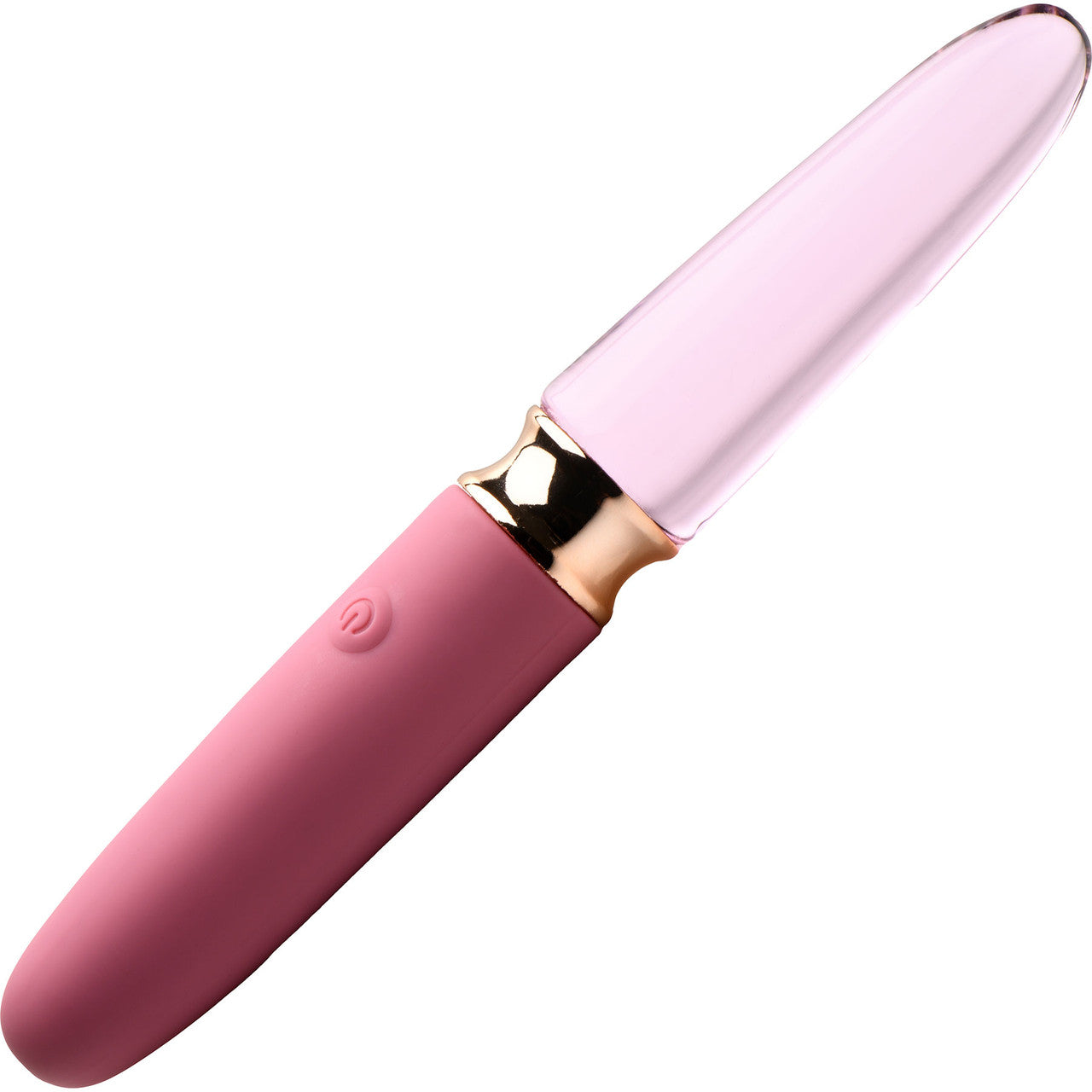 Prisms Vibra-Glass 10X Rosè Rechargeable Silicone & Glass Dual Ended Vibrator - Pink