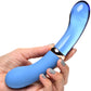 Prisms Vibra-Glass 10X Bleu Rechargeable Silicone & Glass Dual Ended G-Spot Vibrator - Blue