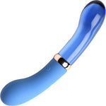 Prisms Vibra-Glass 10X Bleu Rechargeable Silicone & Glass Dual Ended G-Spot Vibrator - Blue