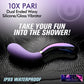 Prisms Vibra-Glass 10X Pari Rechargeable Silicone & Glass Dual Ended Wavy G-Spot Vibrator - Purple