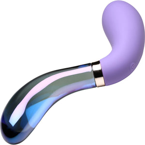 Prisms Vibra-Glass 10X Pari Rechargeable Silicone & Glass Dual Ended Wavy G-Spot Vibrator - Purple