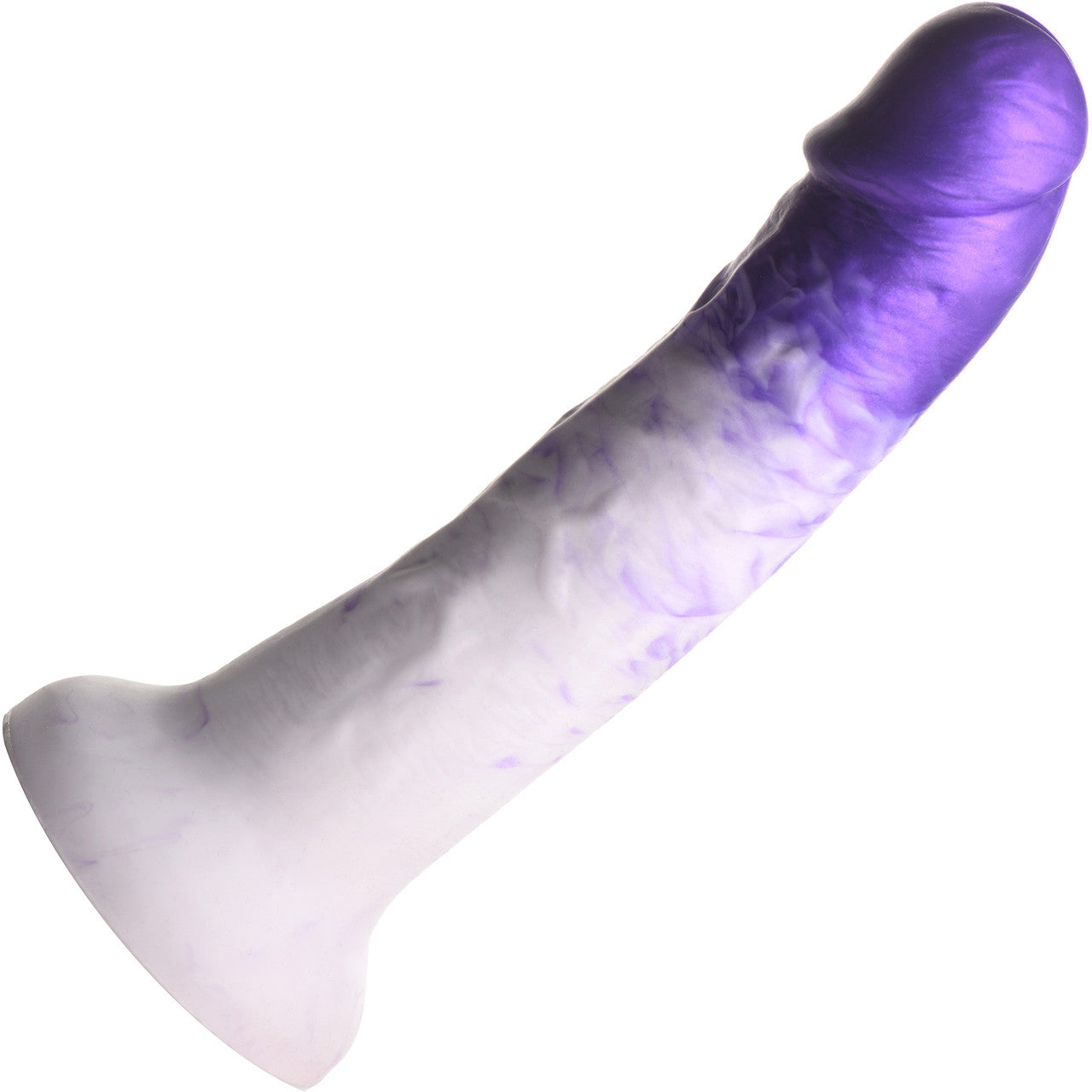 Strap U Real Swirl Realistic 6.9" Silicone Suction Cup Dildo - Purple & White