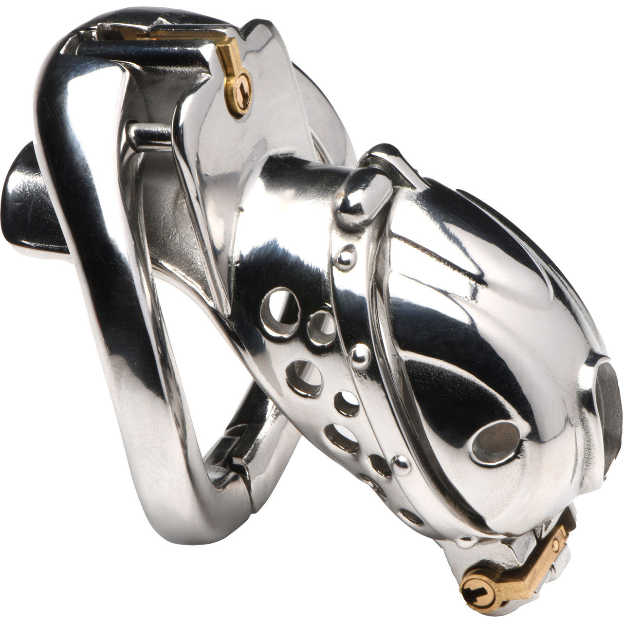 Master Series Entrapment Deluxe Locking Chastity Cage With Keys - Stainless Steel