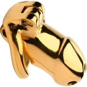 Master Series Midas 18K Gold-Plated Locking Chastity Cage With Keys