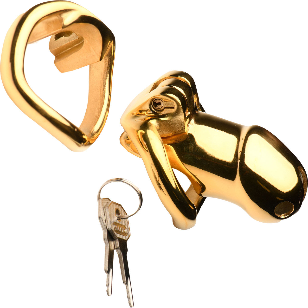 Master Series Midas 18K Gold-Plated Locking Chastity Cage With Keys